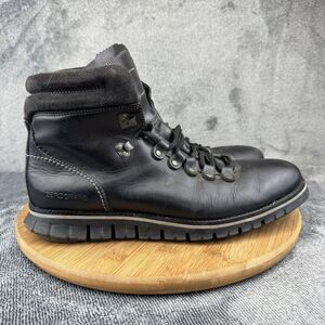 Cole Haan Boots Mens Size 10.5 Black Zerogrand Hiker Leather Lace Up C30403